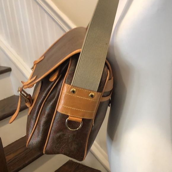 K ETRO Paisley Briefcase Laptop Crossbody Shoulder Bag Front Flap Buckle Closure - Picture 7 of 17